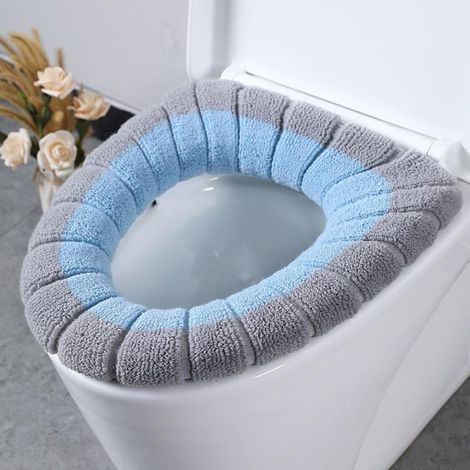 Couvre-Abattant De Toilette - Extensible - Lavable En Machine - Polyester - Pour Abattants Ronds Et Ovales Jusqu'à 60 cm - 1 Pièce (1/5)