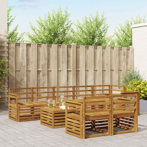 vidaXL Set di divani da esterno 9 pz Naturale Poliestere (1/5)