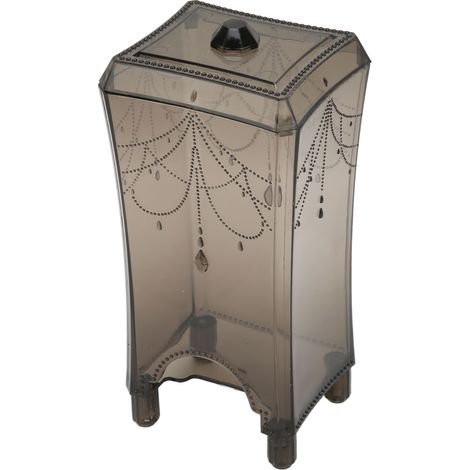 Distributeur de cotons robuste ABS transparent anti-poussière, range-cotons rond facile d'accès pour maquillage, gris translucide, résistant et durable (1/5)