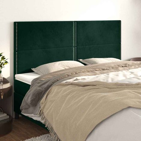 Tête de lit en velours vert foncé 200 x 5 x 118/128 cm, hauteur réglable - PANGIVO (1/5)