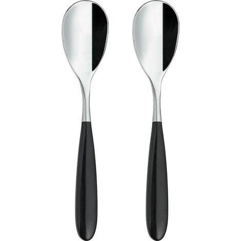 Lot de 2 cuillères à café en acier inoxydable 18/10, poignées en noir, plastique PBT (1/5)