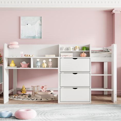 letto contenitore 90x200 casetta bianco salvaspazio HAVRYA (1/5)