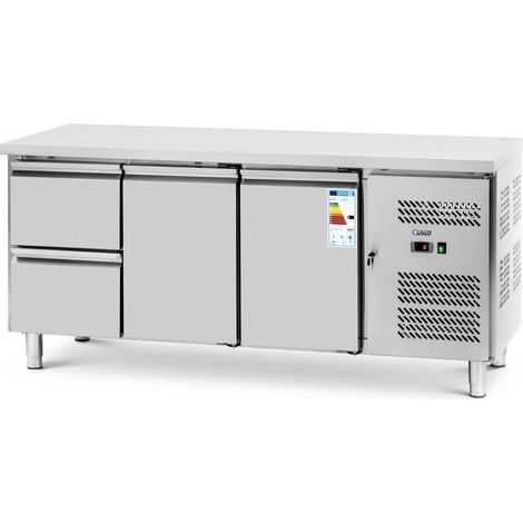 Mesa refrigerada profesional 417 litros 2 x GN 1/2 + 2 puertas 179 x 70 cm acero inoxidable 140010036 (1/5)
