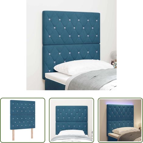 vidaXL Cabecero LED con tiras LED Manual Azul Oscuro 80 cm Terciopelo (1/5)