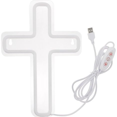 Enseigne LED Panneau lumineux religieux Crucifix Religieux Lumineux Pour propriétaires, maison, appartement, salon, chambre, bureau, entrée, bar, rassemblements (1/5)