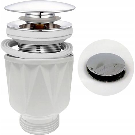 Tappo universale per lavabo con chiusura a scatto, colore argento, PER lavabi (1/5)