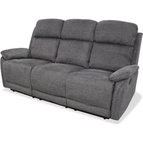 Sofá tres plazas relax con palanca modelo Caprio tapizado textil gris, 185cm(Ancho) 84cm(Fondo) 102cm(Alto) (1/4)