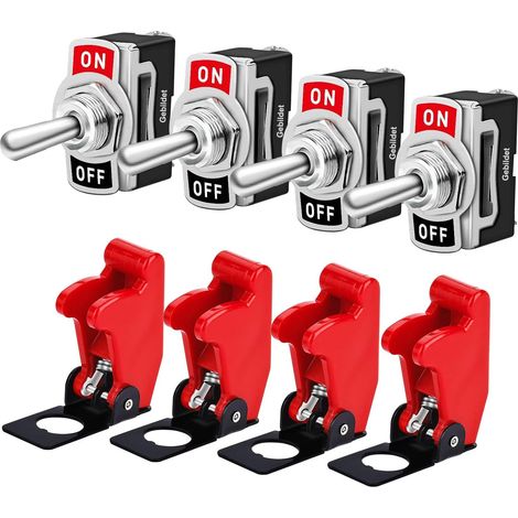 Kippschalter – 4er-Pack – Metall und Kunststoff – SPST 12 V/24 V – Für Kfz-Armaturenbrett – 12 mm (1/5)