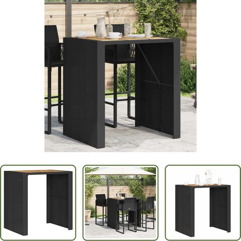 vidaXL Table de bar extérieur - Table de bar de jardin et dessus en bois acacia résine tressée (1/5)
