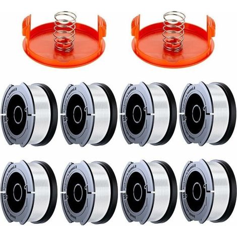 10 Pack Bobine Fil Coupe Bordure Compatible avec Black et Decker Coupe Bordures, A6481 A6485 1.65mm Bobine de Fil Debroussailleuse(8 Fil Coupe Bordure,2 Couvercle,2 Ressort)-LIAIKI (1/5)