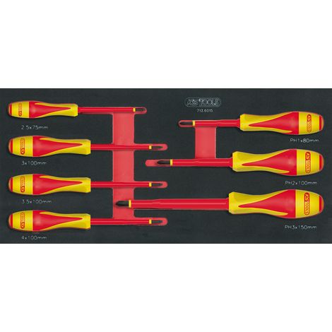 KS Tools - Module de tournevis isolés 1000V ULTIMATE Fente - PHILLIPS®, 7 pièces - 713.6015 (1/2)