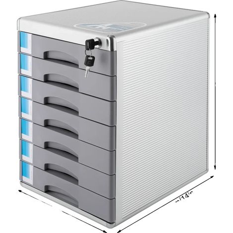 Armoire de rangement de documents, verrouillable, organisateur à 7 tiroirs, 7 Tiroirs Gris (1/2)