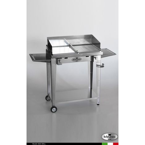 Grill 8.6 Inox Piastra mista - Con portapiatti - Con paraschizzi - Con kit mensola e ruote - Satinato - barbecue, griglia, giardino, carne, a gas, acciaio made in Italy (1/3)