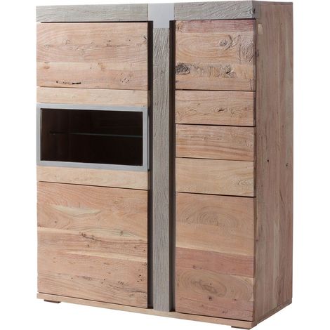 Highboard Akazie 110x45x142 beige lackiert Amsterdam 105