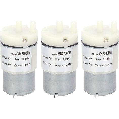 3 Pack 6V DC Mini Air Pump, Micro Water Pump for Aquariums, Ultra-Quiet 3L/min 3W Vacuum Motor, Small Oxygen Pump for Ponds, Plants and Pets (1/5)