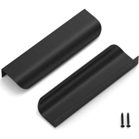 Lot de 2 poignées de meuble en acier finition or brossé, entraxe 120 mm, vissables 96 mm, design noir ultra plat, moderne, pour cuisine, salle de bain, salon (1/4)