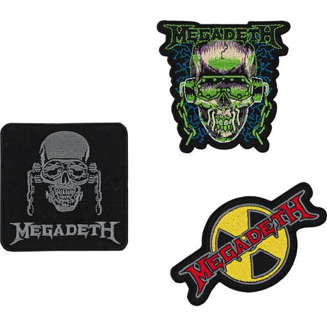 Megadeth Heat Sticker Toppe per abbigliamento - SET de 3 adesivi per abbigliamento - Accessorio zaino militare, zaino crossfit, costume da rocker - Iron Maiden Merchandising Ufficiale