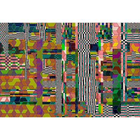 Papier peint panoramique multicolore géométrique Tapisserie panoramique rétro colorée idéale salon Papier peint panoramique original pour escalier (1/2)
