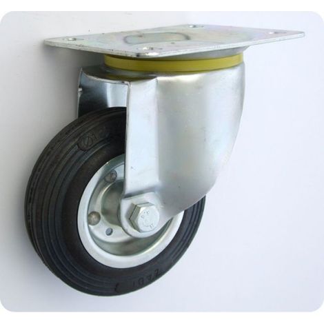 Roue Pivotante - Metal Caoutchouc - 125 mm - Charge Max 80 kg - Roulement A Rouleaux - 1 Unite