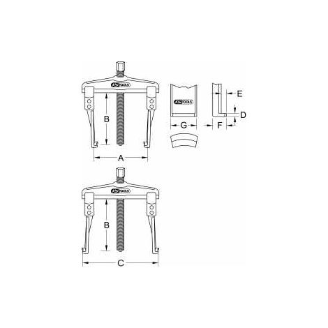 KS Tools Universal-Abzieher 2-armig mit schlanken und verlängerten Haken, 25-130 mm, 250 mm (1/5)