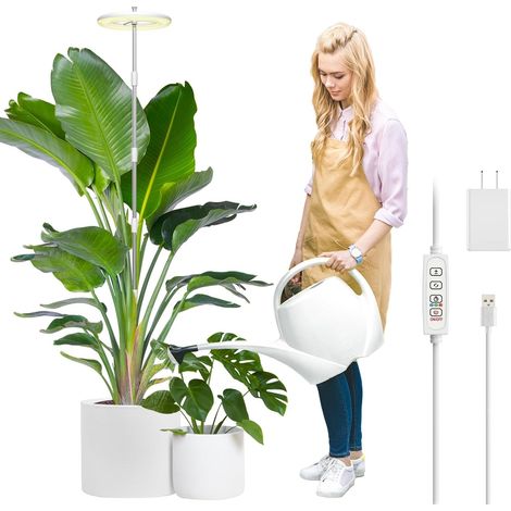 72 LED 5V2A Full Spectrum Plant Lamp, European Plug and Automatic Timer 3/9/12, 10 Brightness Levels and 3 Adjustable Lighting Modes, 12-59 Inch Height (1PCS) (1/5)