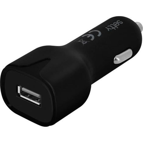Chargeur Allume-cigare - Setty - Noir - 2.4A - Câble Micro-USB 1m - Charge Rapide (1/4)