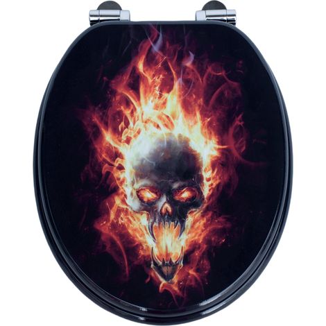 Homseat MDF Toilet Seat with Soft Close function, Skull (1/5)