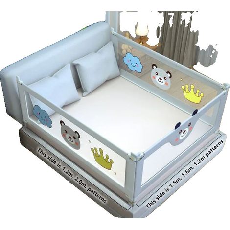 Barrière de lit, hauteur réglable, design de sécurité, 1pcs gris 1.6m (1/2)