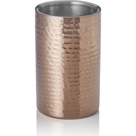 Refroidisseur à bouteille Ø 12 cm H 19 cm martelé bronze double paroi inox - Was Germany