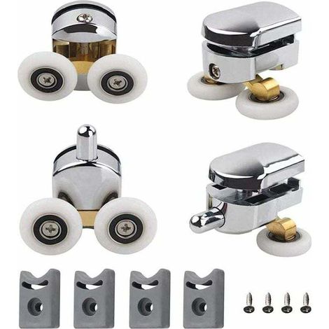 Roulettes Doubles de Rechange Lot de 4 Roulettes Doubles Roues de Fixation de Rechange Roulette Porte Coulissante Galet Porte Rouleau Roulette Roue Roulettes pour Porte de Douche 23mm