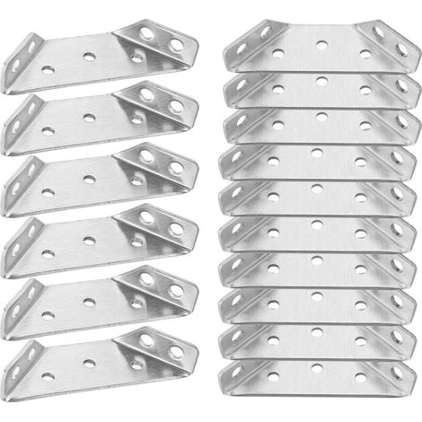 [NIEMALS VERWENDET] 16 Stk Winkelverbinder Edelstahl Dreiecksstütze Winkel Klammern Dreieck Form Ecke Klamm Möbelbefestigung Reparatur Platte Eckwinkel für Schrank Tisch Stuhl (1/4)