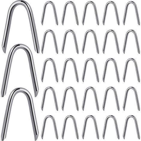 Clous en U, agrafes pour clôture en fil de fer, 700 pièces, outils de fixation robustes pour jardin (1/5)