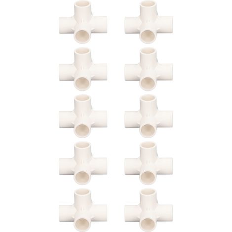 10 pièces Connecteur de tuyau 5 voies Coude en PVC 25mm Raccord de tuyau pour meubles Serre Tente Blanc (1/5)