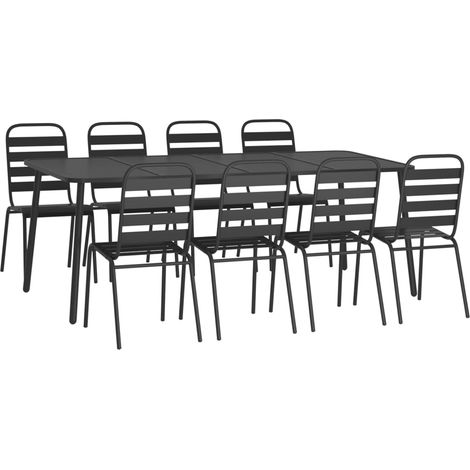 Set da Pranzo da Giardino 9 pz in Acciaio Antracite vidaXL (1/4)