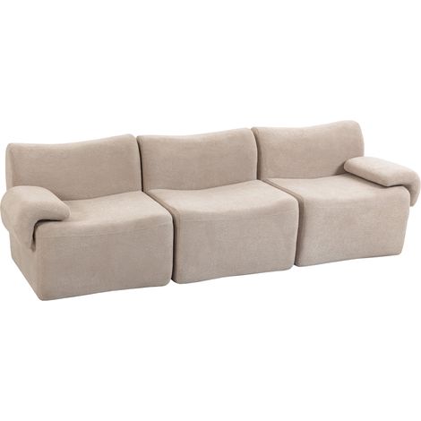 Canapé 3 places - HOMCOM - modulable - assise profonde, accoudoirs larges - compressé sans montage - chenille - 277x90x82cm - beige (1/5)