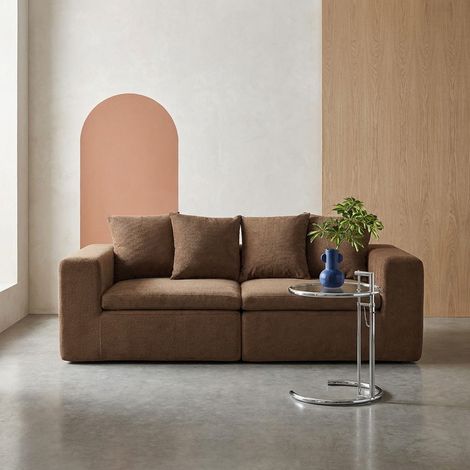 Canapé modulable tissu chenille 3 places - Movi Chenille Marron (1/5)