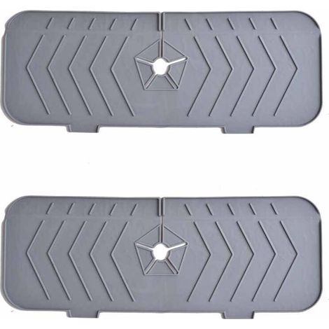 Deux tapis de vidange pour évier de cuisine, des protections anti-éclaboussures pour robinet et des tapis de guidage pour drain de salle de bain (couleur : gris).