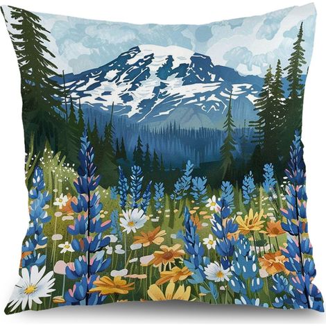 Housse de coussin floral extérieur, décoration chaise banc maison,45×45cm (1/5)