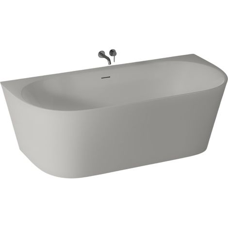 Bernstein – Baignoire semi-îlot acrylique 170x80cm blanc mat – Construction double paroi pour isolation thermique – Vidage central pop-up inclus – Modèle NORA