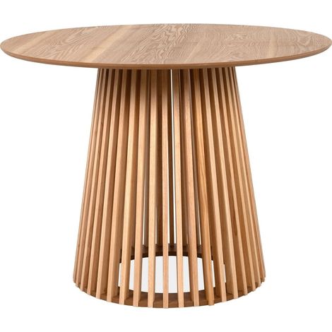 Table à manger ronde, piètement central conique effet bois 4 pers. Ø100 cm - Roman