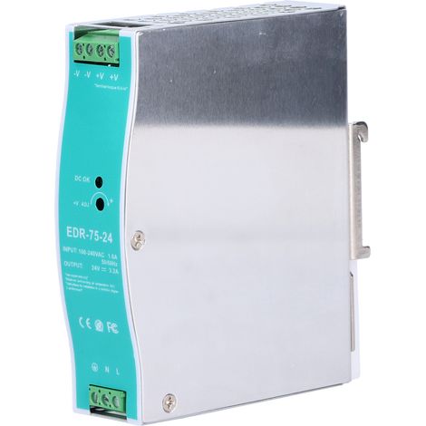 Alimentation électrique industrielle Rail Din 24V DC 100-240V AC EDR7524, commutateur de puissance pour rail DIN