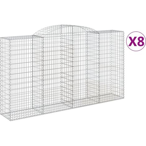 Paniers à gabions arqués 8 pcs  Mur en gabion 300x50x160/180 cm fer galvanisé
