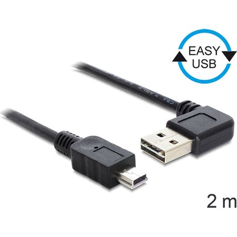 Delock cable easy-usb 2.0-a male angled  usb 2.0 mini male 2 m