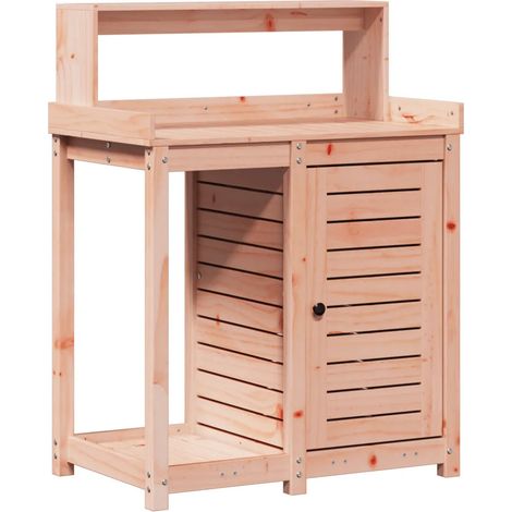 Tavolo da invasatura in legno massello di douglas con ripiani 82,5 x 50 x 109,5 cm ventilazione durevole stile naturale 020049253