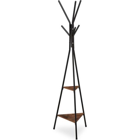 Supporto appendiabiti treppiede decorativo 6 ganci stabile ingresso ufficio 150 x 40 x 40 cm in metallo nero 130010143