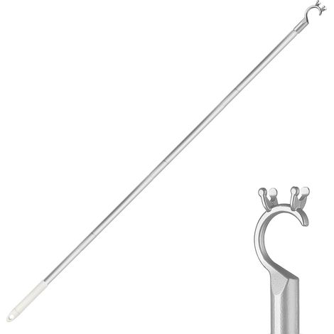 Perche avec Crochet pour Ouverture de Lucarnes - 115 cm Tige avec Crochet Argent Idéale pour Fenêtres et Lucarnes Inaccessibles, Facile à Installer, Utiliser en Toute Sécurité Pratique et Stable (1/5)