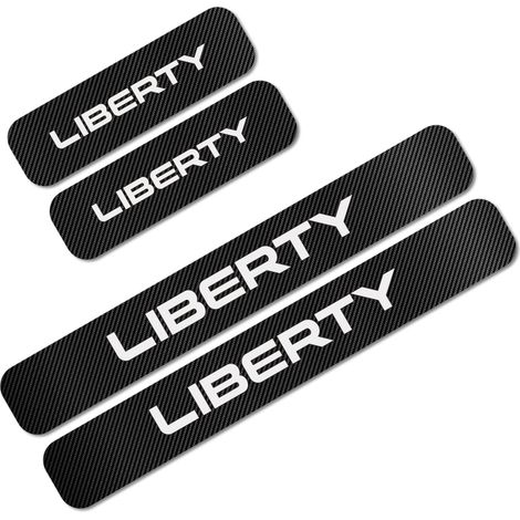 (Noir et blanc - Pour Liberty) 4 autocollants de seuil de porte compatibles avec Jeep Wrangler, Cherokee, Compass, Patriot, Trailhawk, Rubicon, Liberty et Commander - Accessoires intérieurs automobile (1/5)
