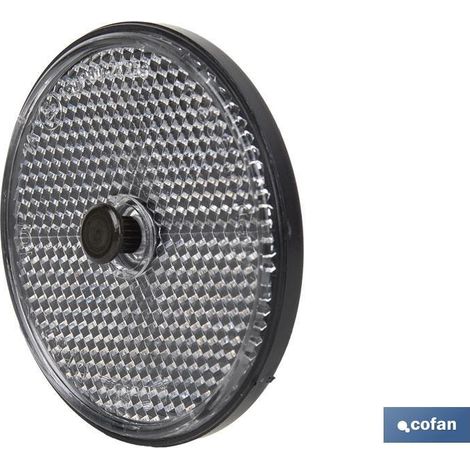 Catadióptrico redondo con tornillo para fijar en vehículos Ø60mm fabricado en PMMA color blanco (1/4)