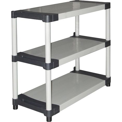 Scaffalatura scaffale modulare grigio in resina 3 ripiani da h 85 cm scarpiera (1/9)