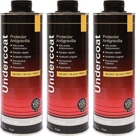 Pack 3 Antigravilla Negro 1L Protector de Bajos de Coche y Pasos de Rueda